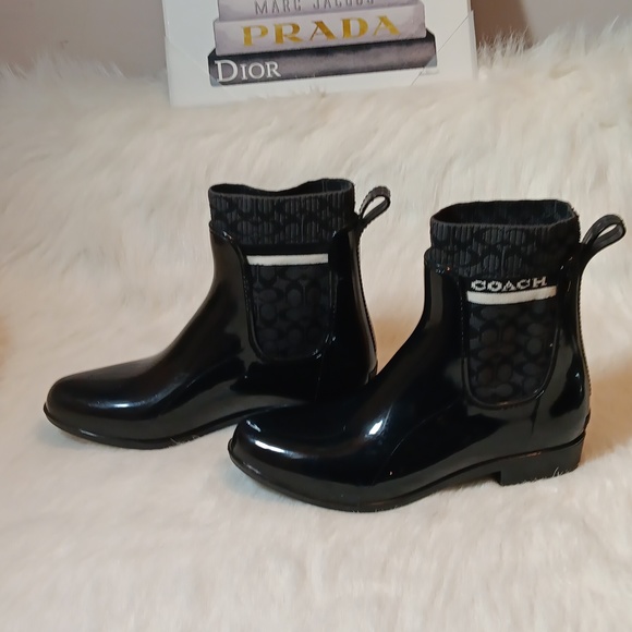 Coach Logo Rain Boots Size 8 Women - Picture 5 of 10
